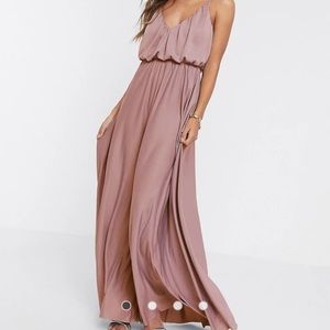 ASOS DESIGN cami plunge maxi dress with blouson top in rose